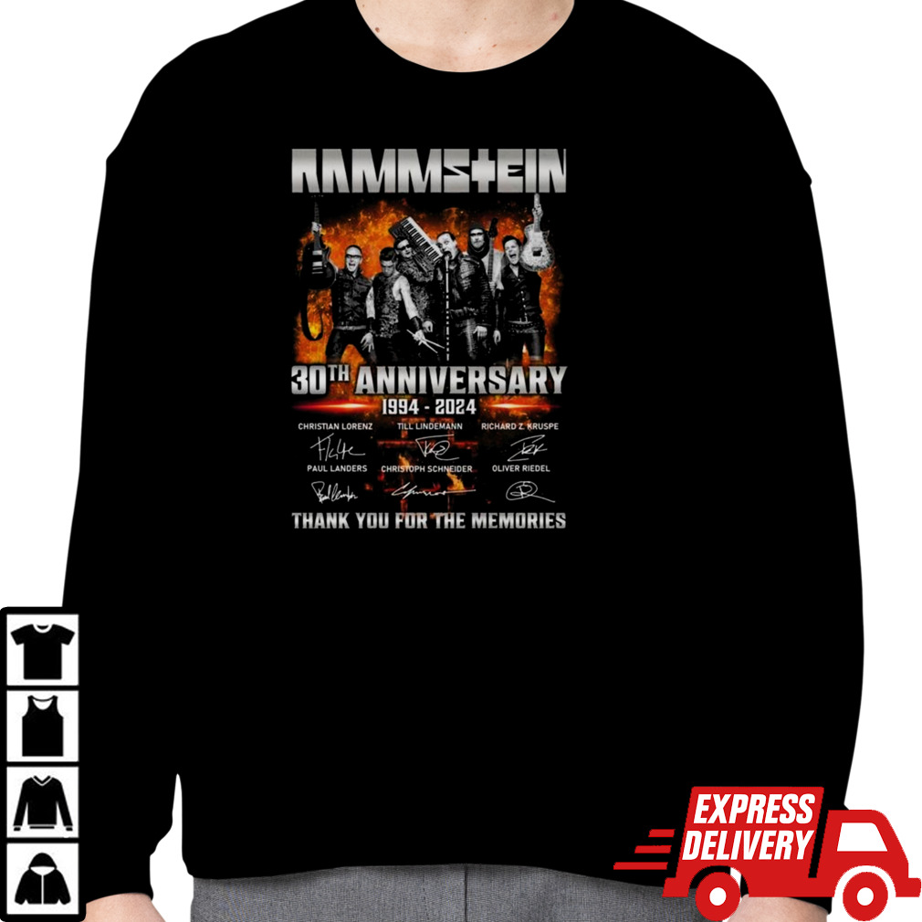 Rammstein 30th Anniversary 1994-2024 Signatures Thank You For The Memories Shirt