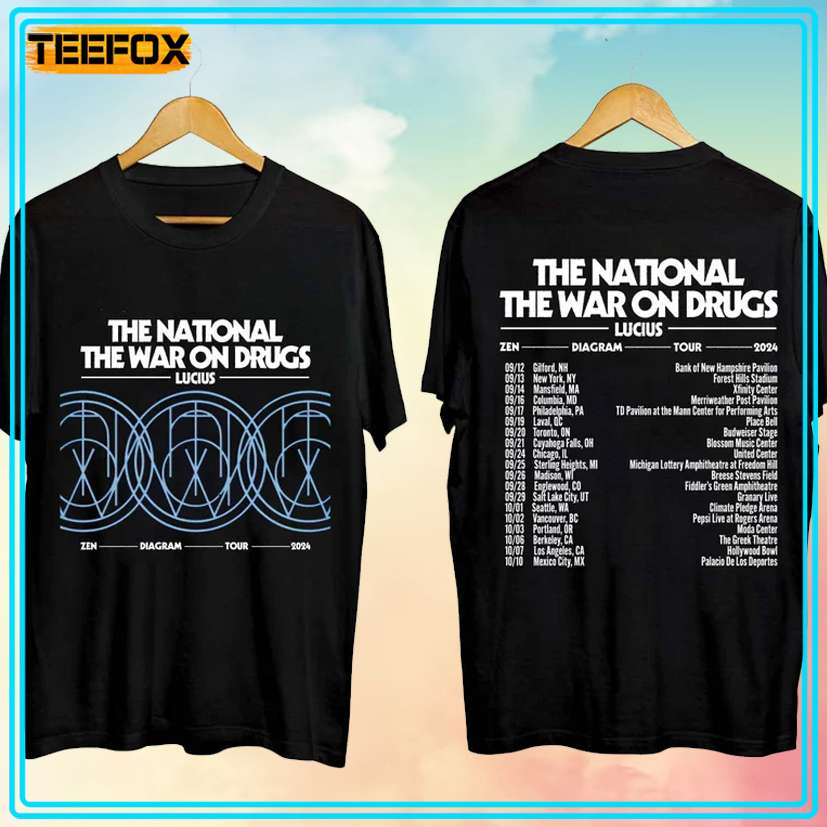 The National and The War on Drugs - Zen Diagram Tour 2024 Concert T-Shirt