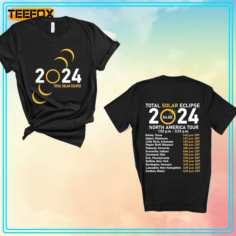 Total Solar Eclipse 2024 Tour Music T-Shirt