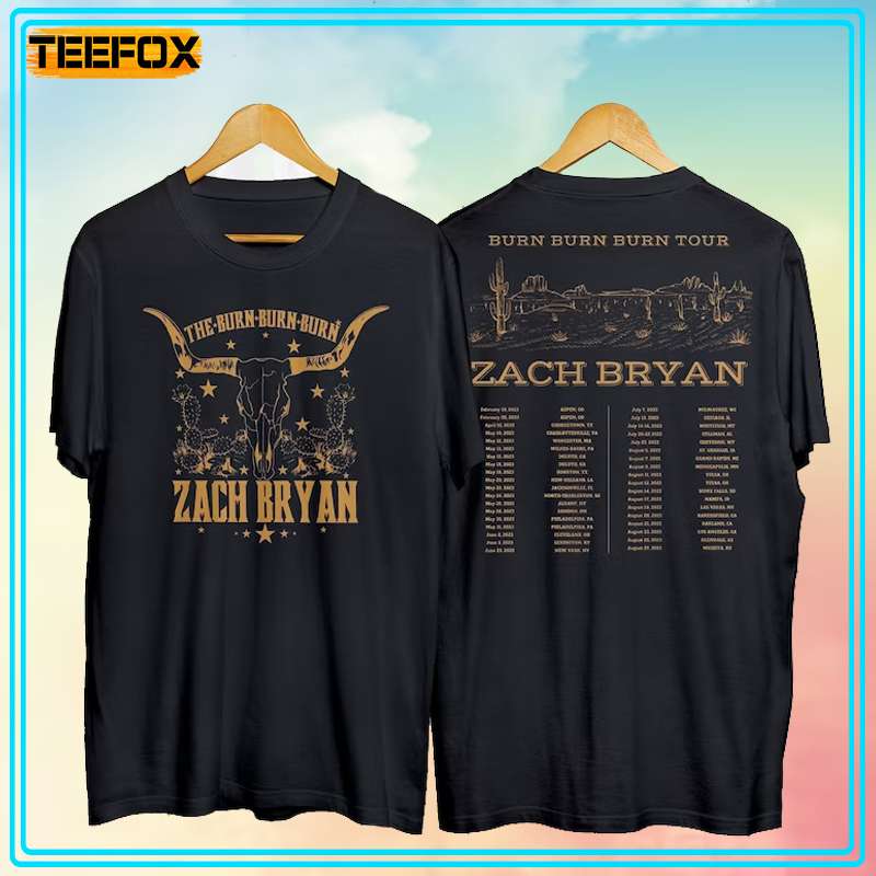 Zach Bryan The Burn Burn Burn Tour 2023 Short-Sleeve T-Shirt