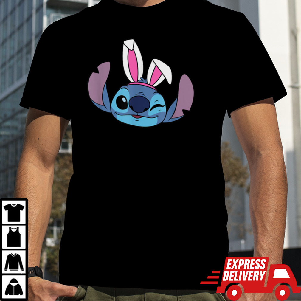 Amazon Essentials Disney Stitch Winking Spring Easter Bunny Ears T-Shirt B0CVR2VLMX