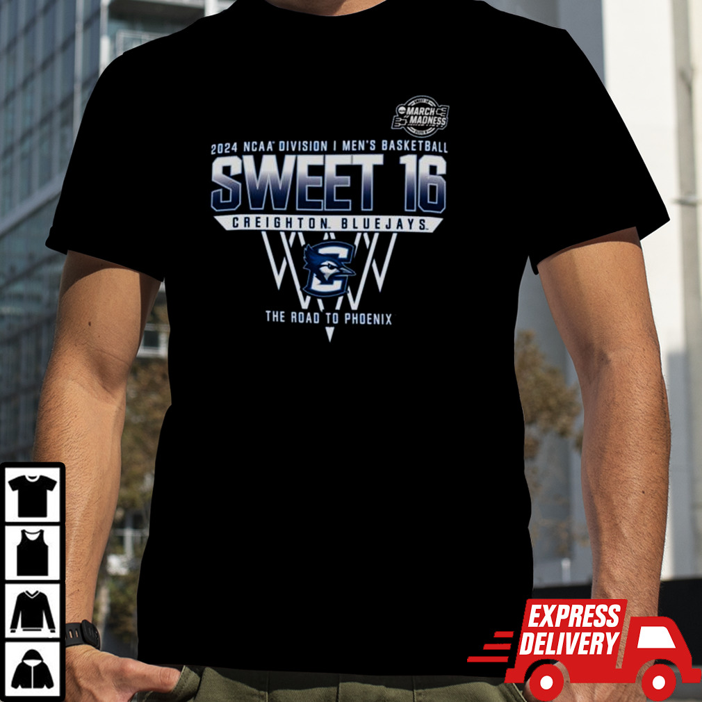 Creighton Bluejays 2024 NCAA Division I Men’s Basketball Sweet 16 The Road To Phoenix Shirt