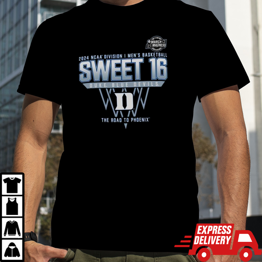 Duke Blue Devils 2024 NCAA Division I Men’s Basketball Sweet 16 The Road To Phoenix Shirt