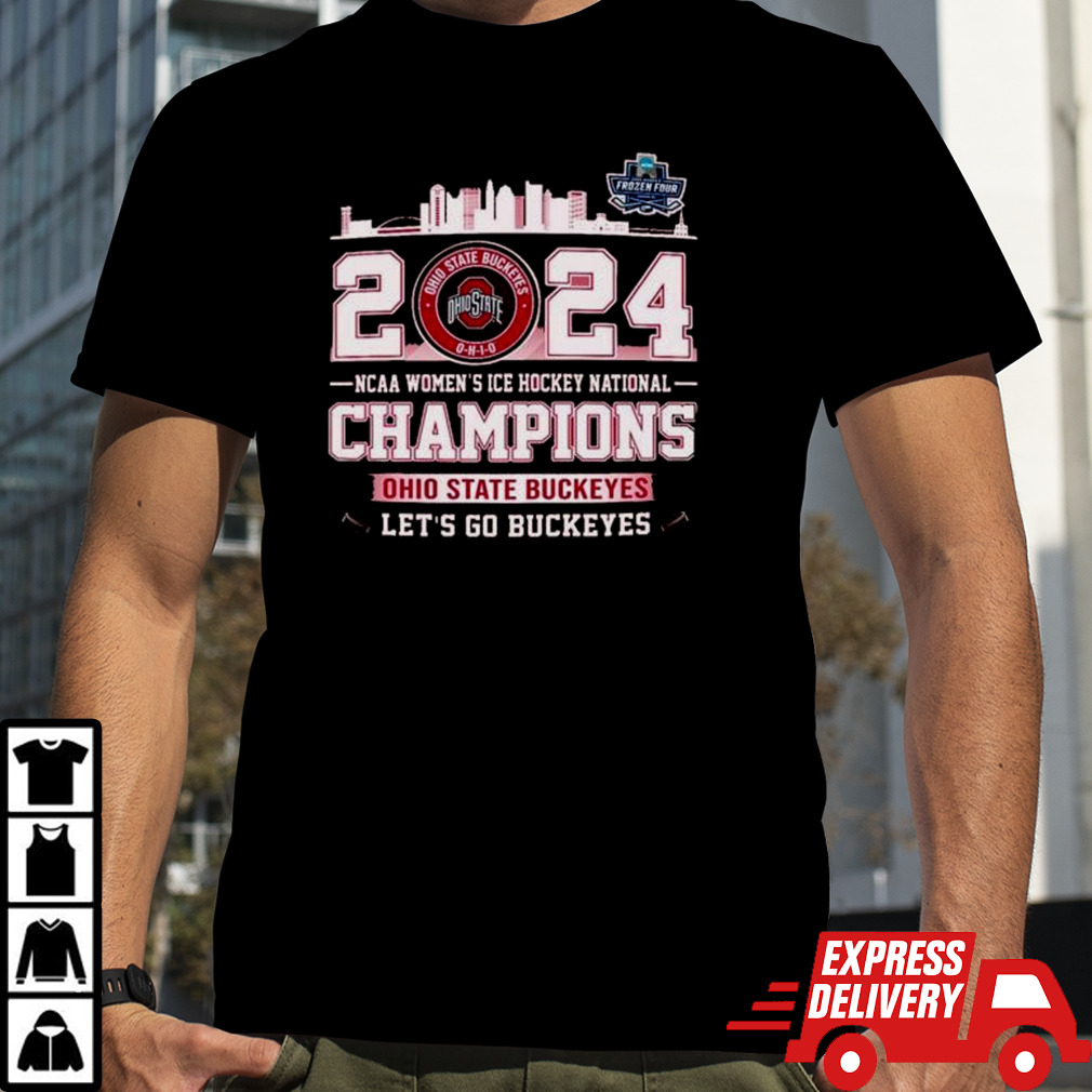 Ohio State Buckeyes City Skyline 2024 NCAA Women’s Ice Hockey National Champions Let’s Go Buckeyes Shirt