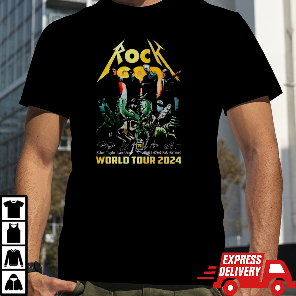 Rock god robert trujillo lars ulrich james hetfield kirk hammett world tour 2024 signatures Shirt