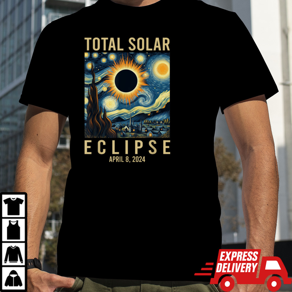 Van Gogh Starry Night Total Solar Eclipse April 8 2024 T-Shirt B0CW5SG2TB