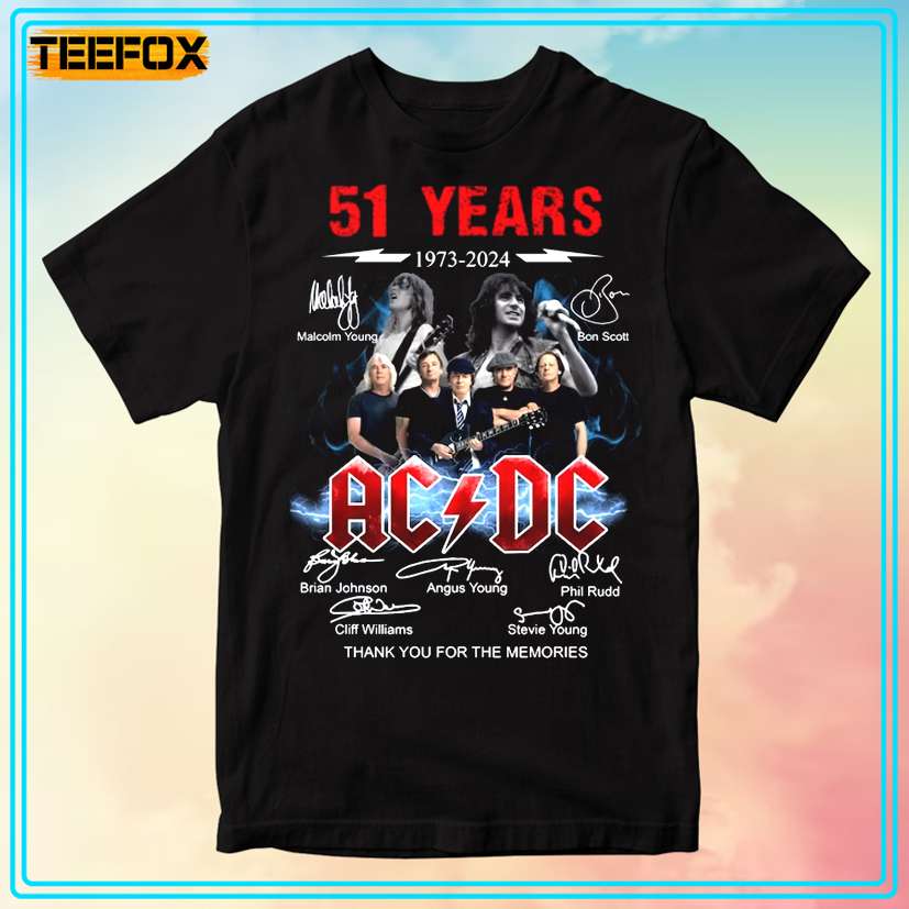 ACDC 51 Years 1973 - 2024 Thank You For The Memories T-Shirt