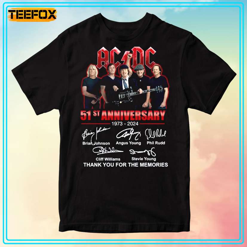 ACDC Band 51st Anniversary 1973-2024 Signatures T-Shirt