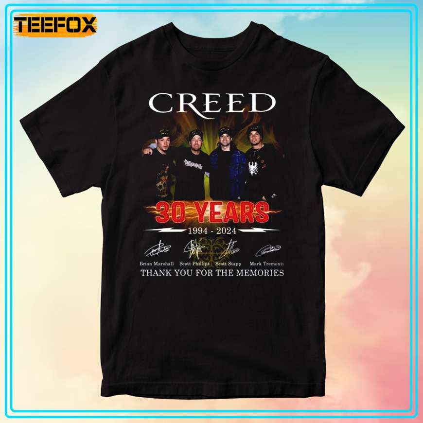 Creed Band 30 Years 1994-2024 Signatures T-Shirt