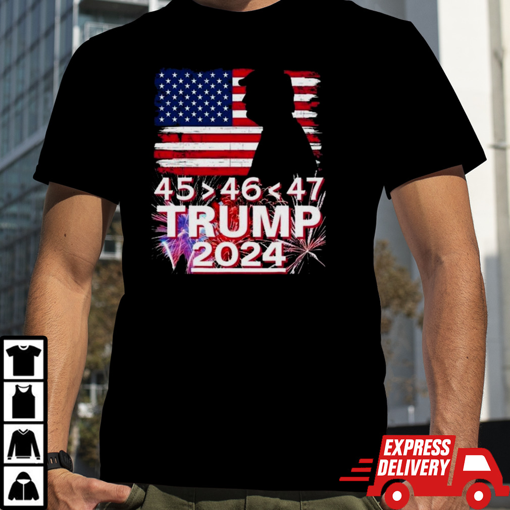 45 46 47 Trump 2024 Vintage American Flag Fireworks T-shirt