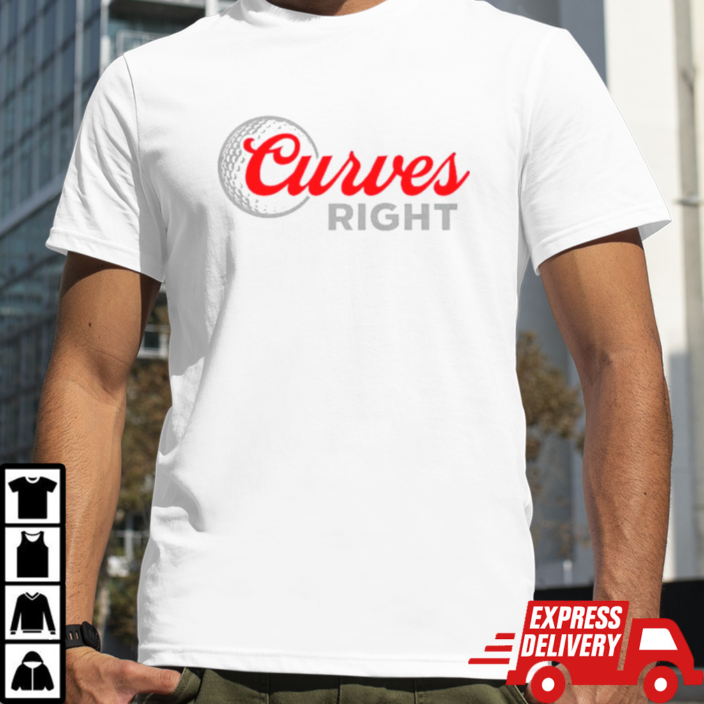 Curves right golf balls parody logo shirt