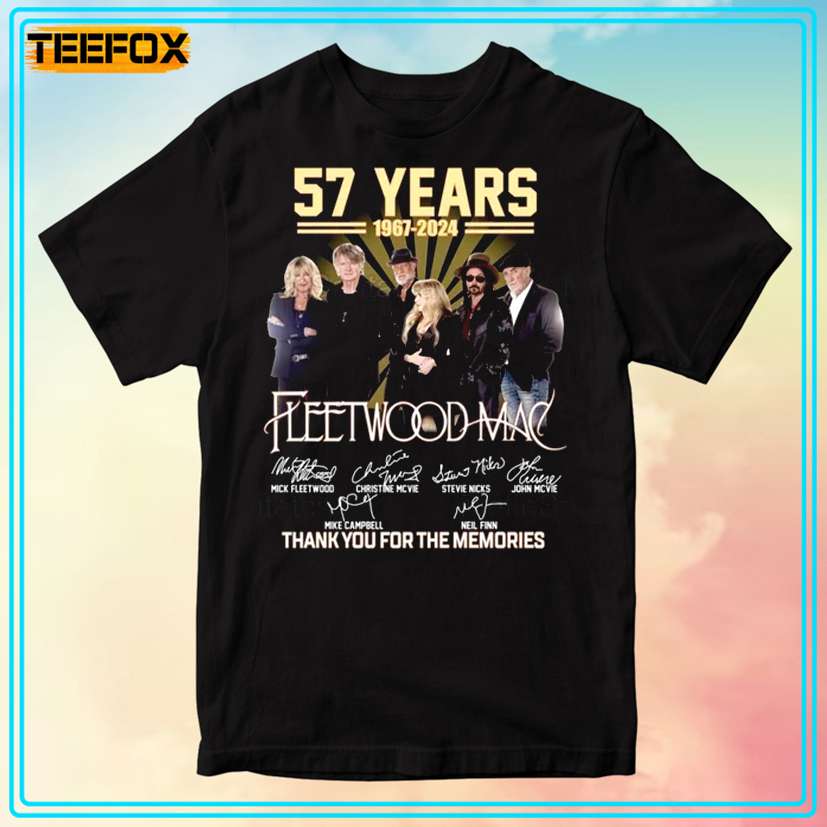 Fleetwood Mac 57 Years Anniversary 1967-2024 Signatures T-Shirt