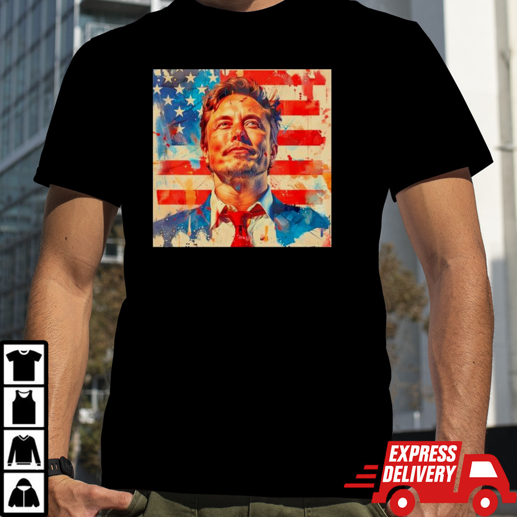 Elon Musk USA flag lipstick painting shirt