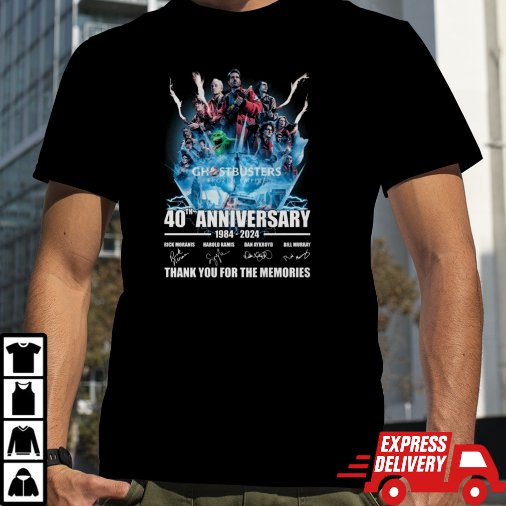 Ghostbusters Frozen Empire 40th Anniversary 1984-2024 Thank You For The Memories Signatures T-shirt