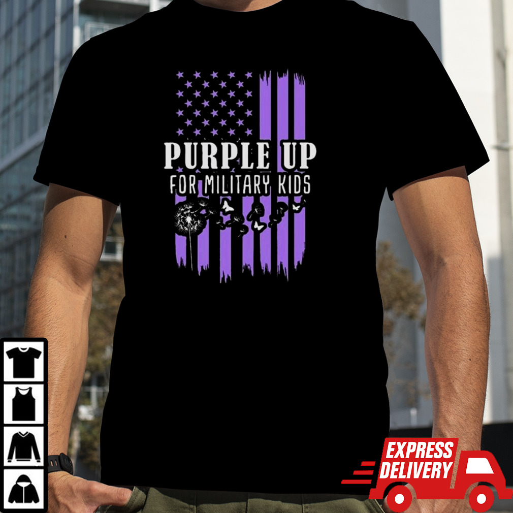 Purple Up For Military Child Month Usa Flag 2024 T-shirt