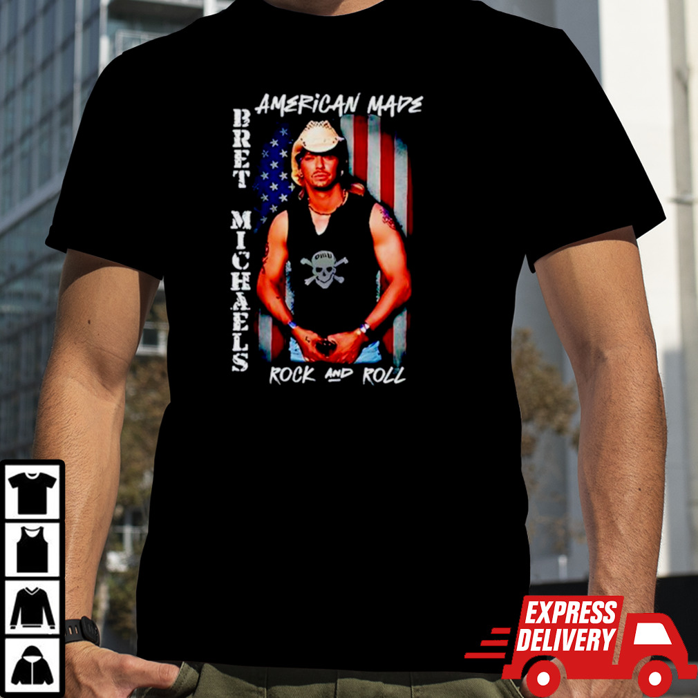 Bret Michaels rock and roll USA flag shirt