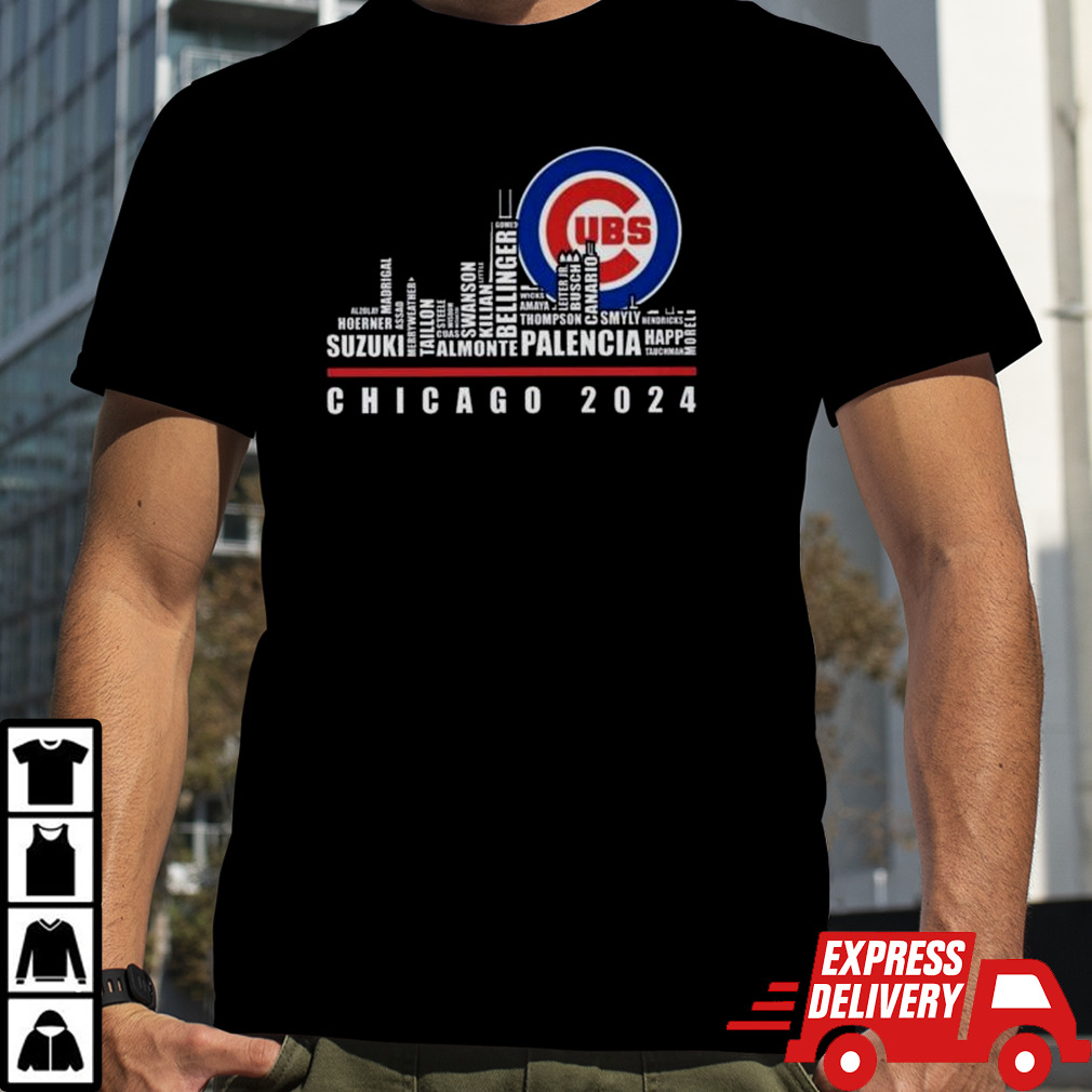 Chicago Cubs 2024 Players Names Skyline Shirt