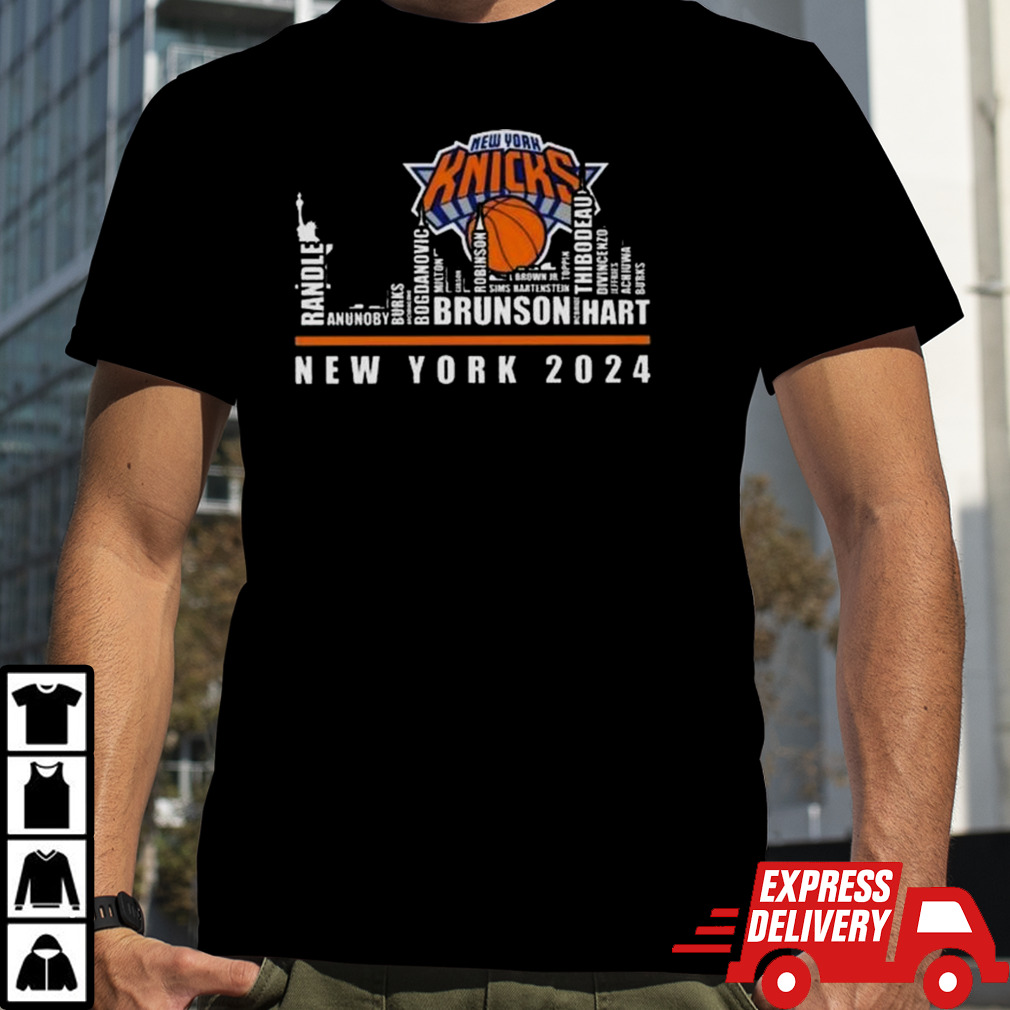 New York Knicks 2024 Skyline Players Names Shirt