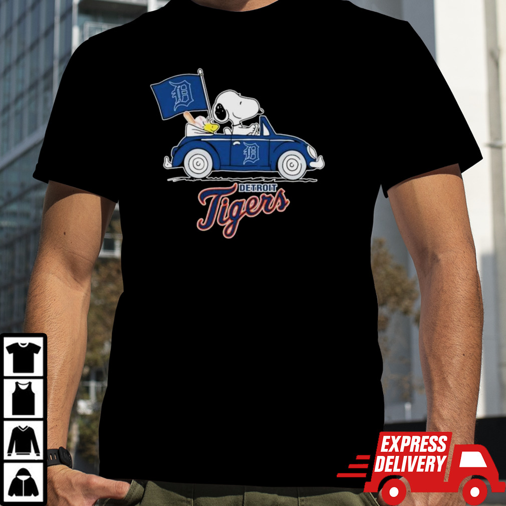 Peanuts Snoopy And Woodstock On Car Detroit Tigers 2024 Shirt