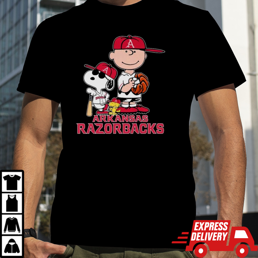 The Peanuts Movie Characters Arkansas Razorbacks Baseball Shirt