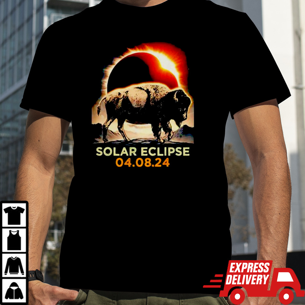 Total Solar Eclipse April 8 2024 America Solar Eclipse Funny Bison shirt