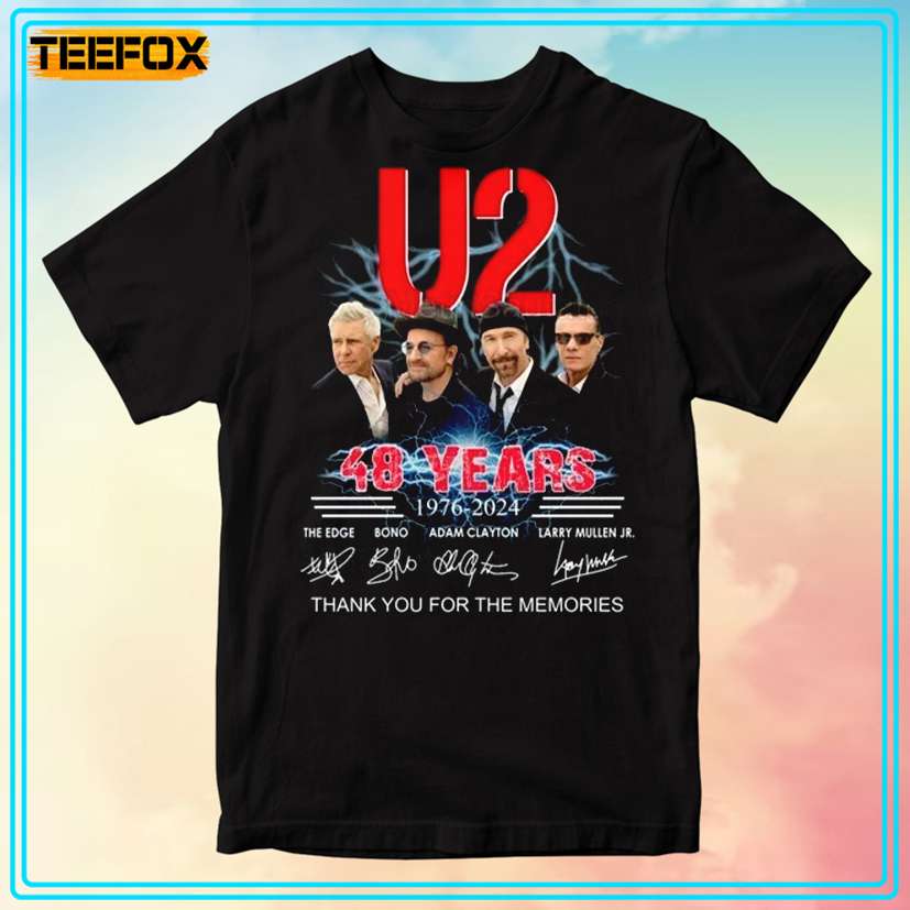 U2 48 Years Anniversary 1976-2024 Signatures Unisex T-Shirt