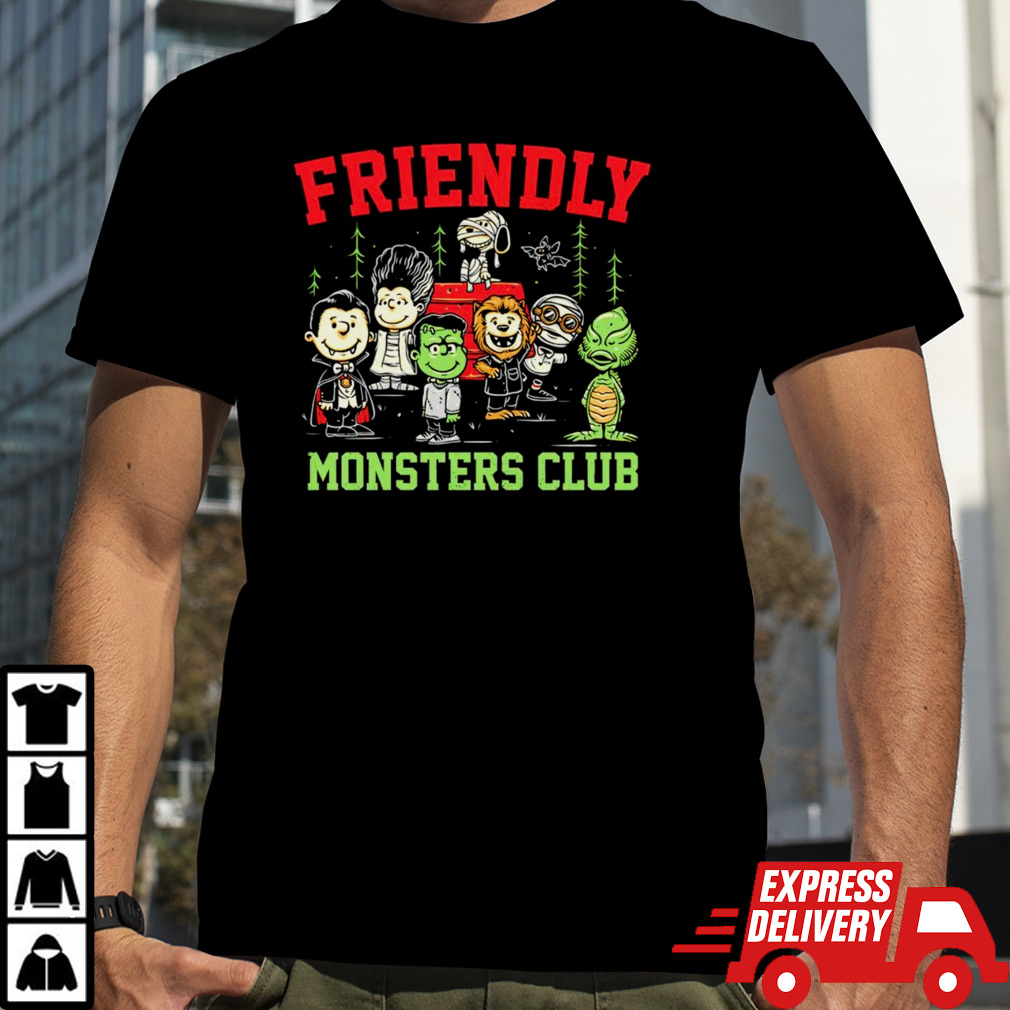 Universal Monsters Peanuts friendly monsters club shirt