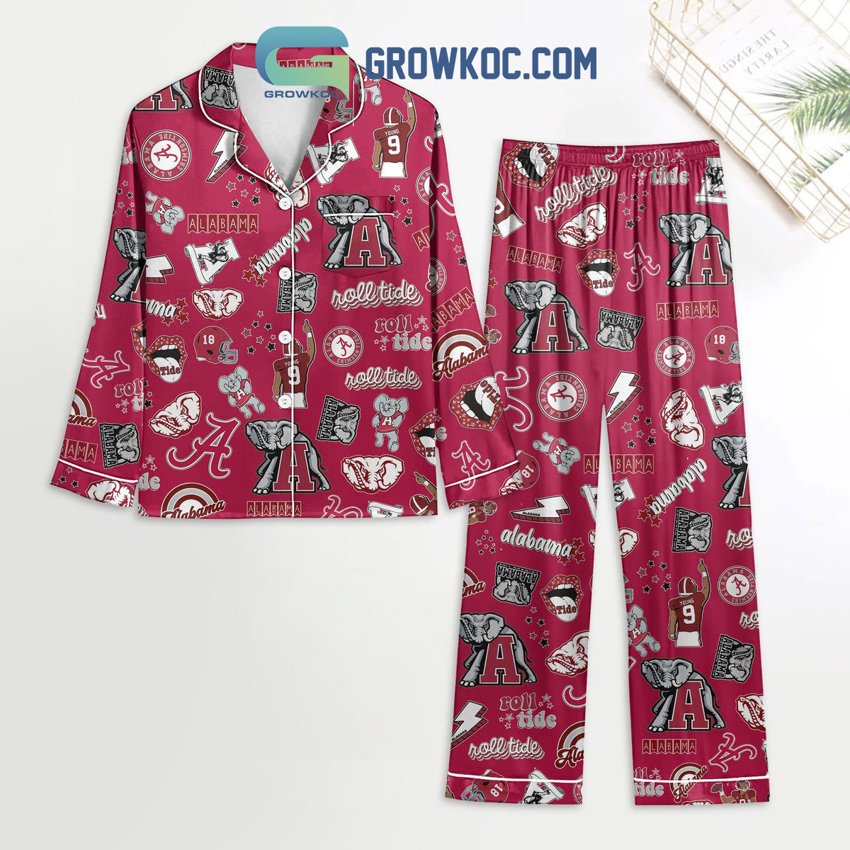 Alabama Crimson Tide Roll Tide Red Polyester Pajamas Sets