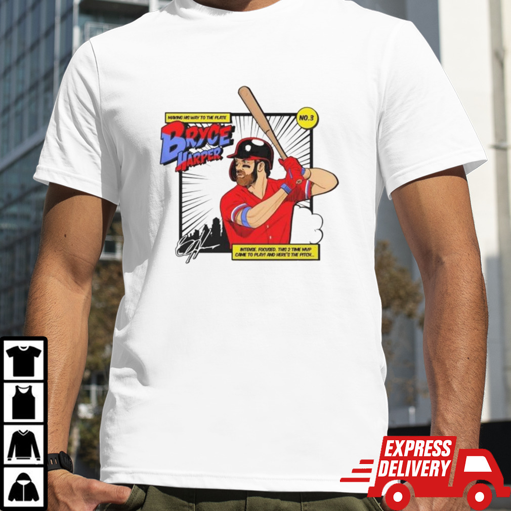 Bryce Harper Philadelphia Phillies making his way to the plate comic shirt