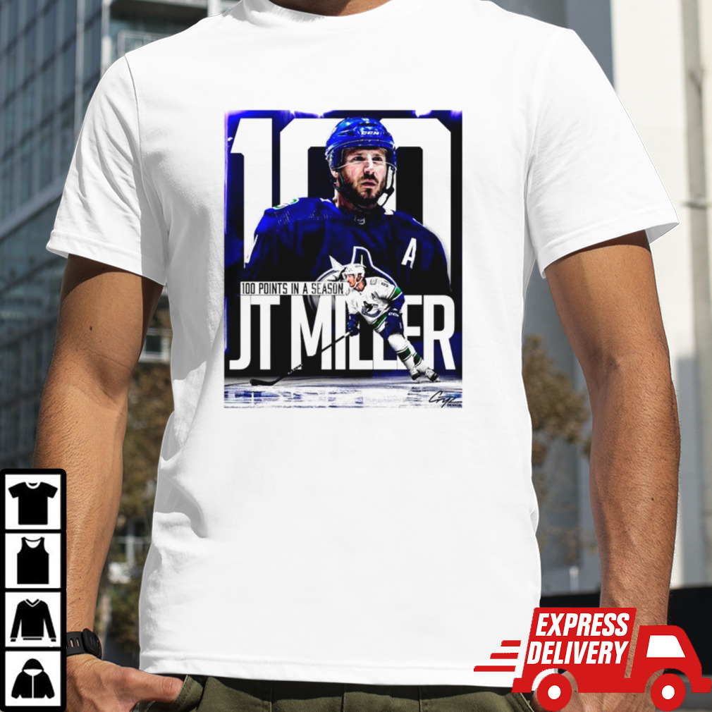 J. T. Miller Vancouver Canucks 100 points in a season shirt