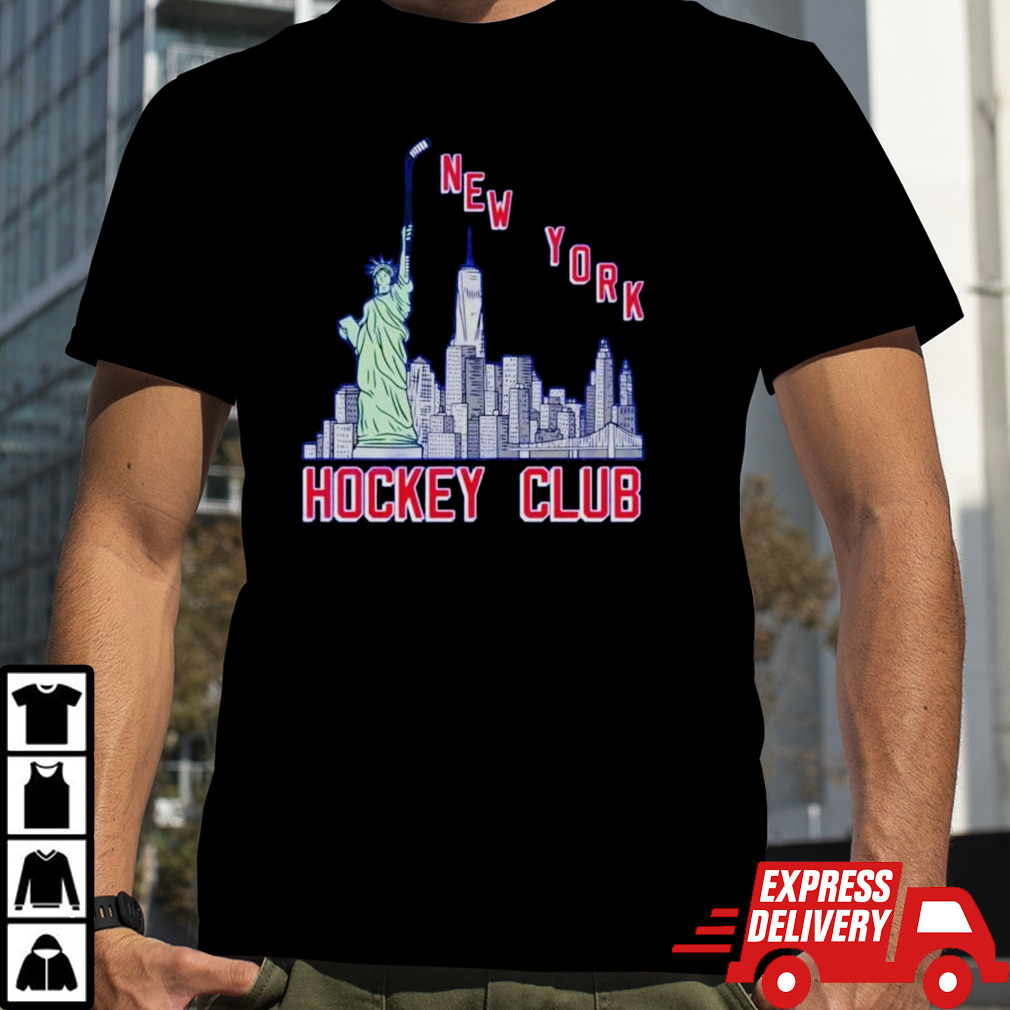 New York Rangers hockey club NY city Statue with hockey shirt