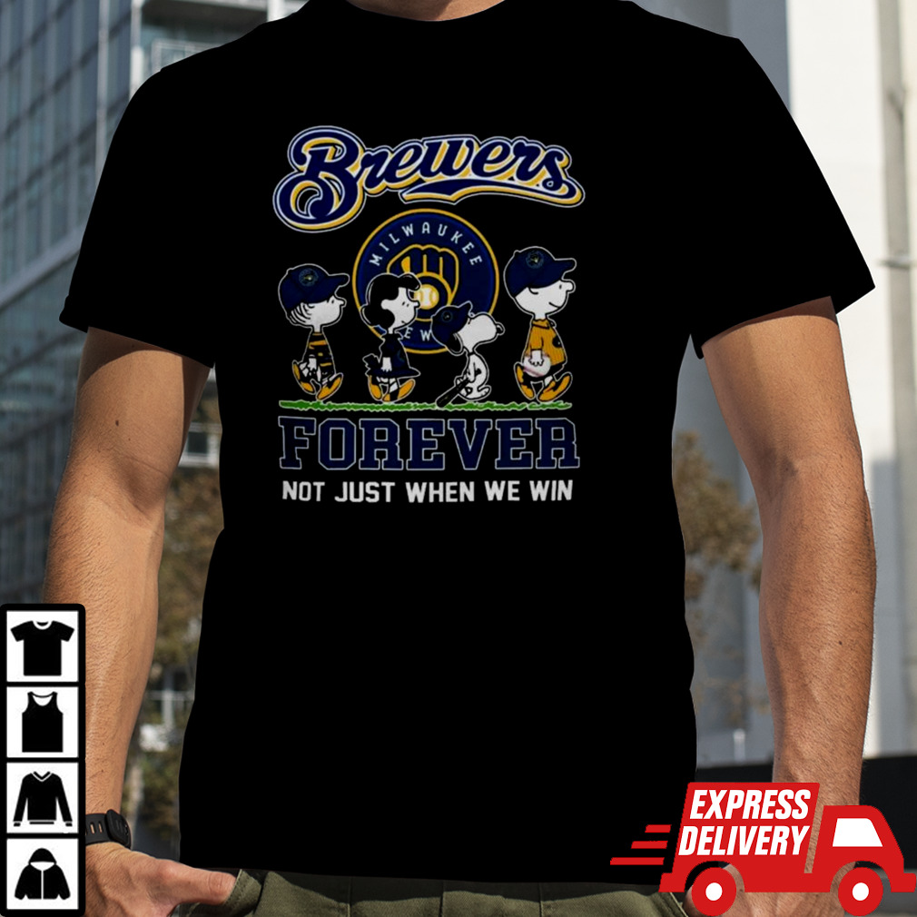 Peanuts Characters X Milwaukee Brewers Forever Not Just When We Win Logo T-shirt