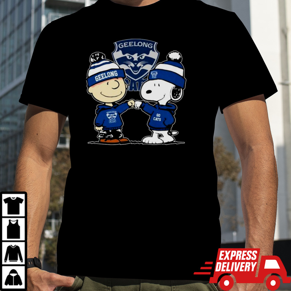 Peanuts Snoopy And Charlie Brown Geelong Cats Shirt