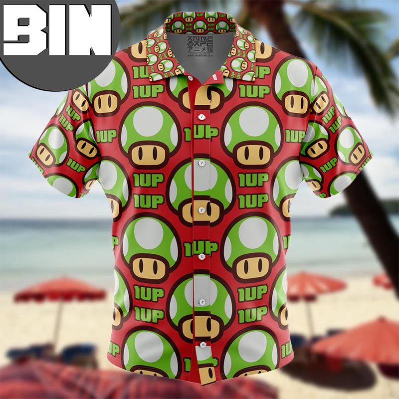 1Up Mushroom Super Mario Anime Hawaiian Shirt