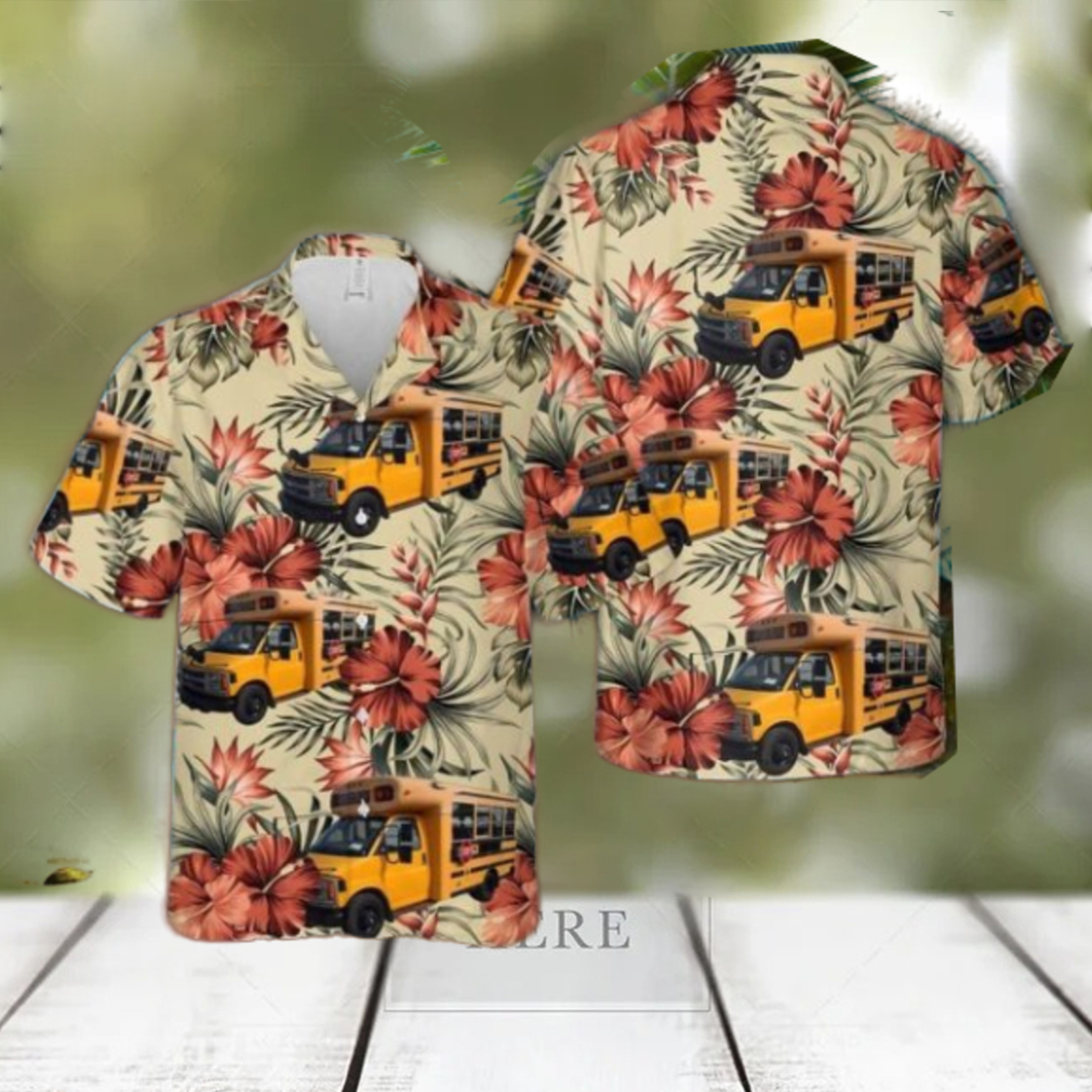 2001 Chevrolet Express 3500 Cargo Blue Bird school bus Hawaiian Shirt Aloha Beach Summer Shirt