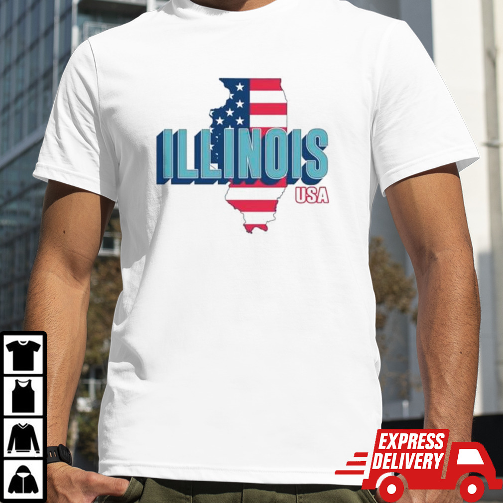 Illinois map USA flag shirt