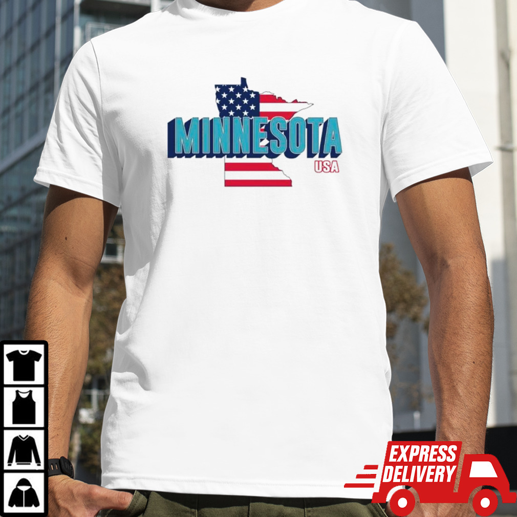 Minnesota map USA flag shirt