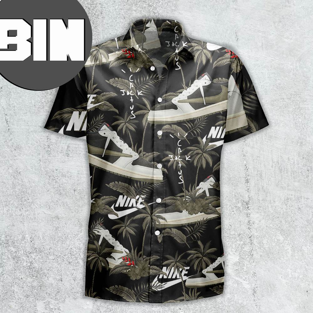 Air Jordan 1 Low X Travis Scott Olive Sneaker Hawaiian Shirt