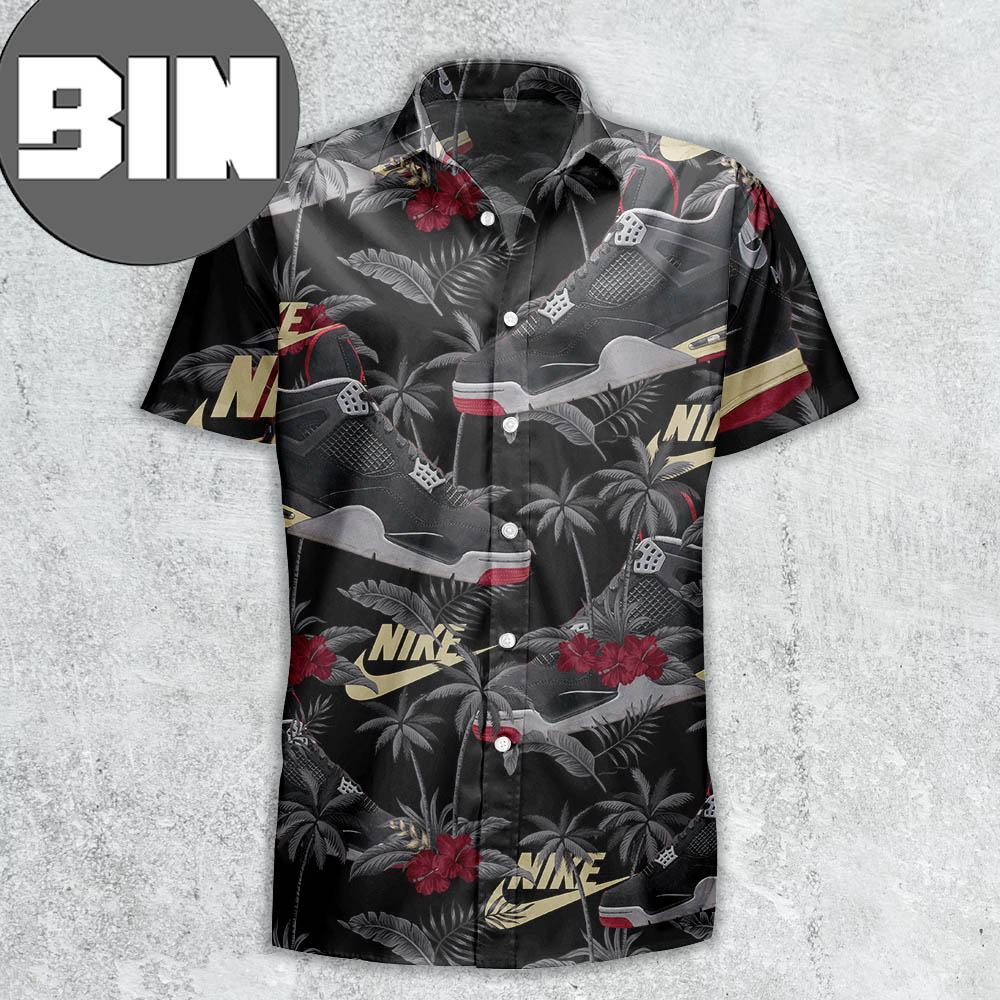 Air Jordan 4 Bred Reimagined Sneaker Hawaiian Shirt