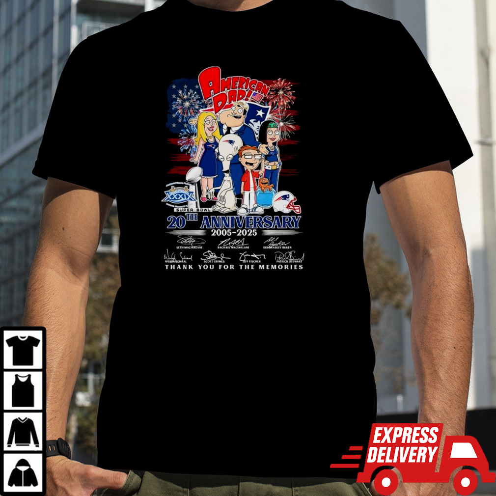 Awesome American Dad 20th Anniversary 2005 2025 Thank You For The Memories Signatures Shirt