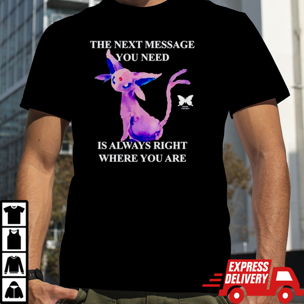 Eeveelutions the next message you need is always right where you are shirt