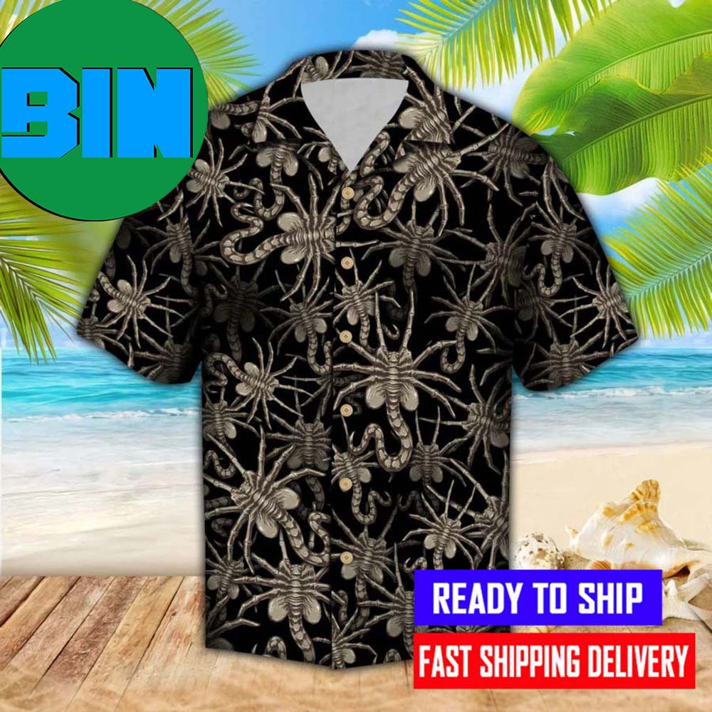 Alien face hugger hawaiian shirt 8773