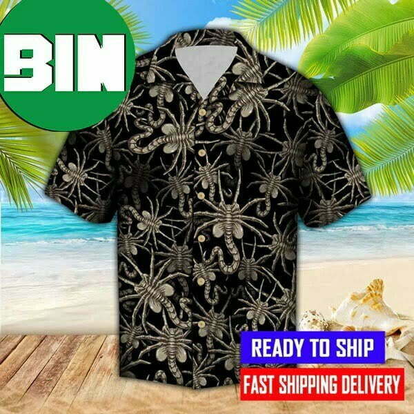 Alien face hugger hawaiian shirt