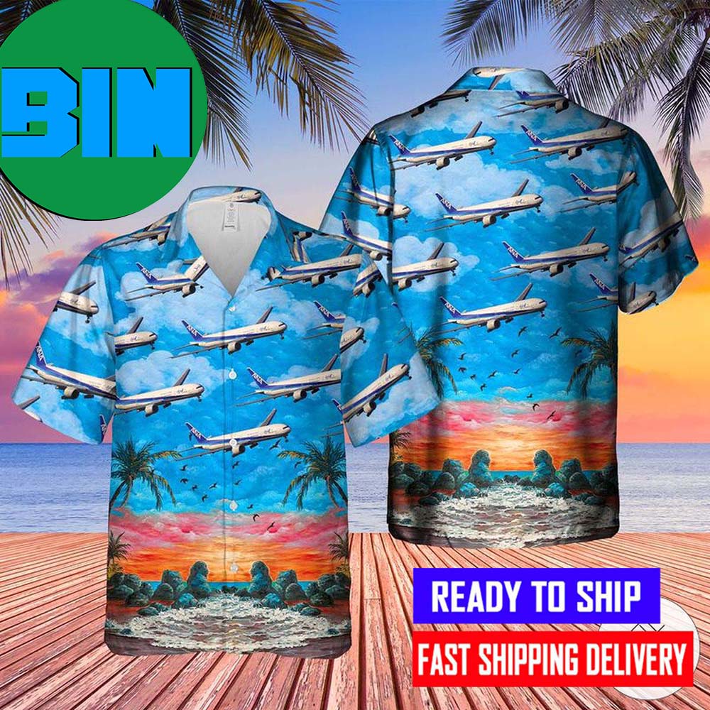 All Nippon Airways Boeing 777-381ER Hawaiian Shirt 1197