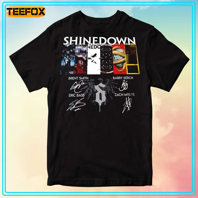 Shinedown Band Collage Album Signatures T-Shirt
