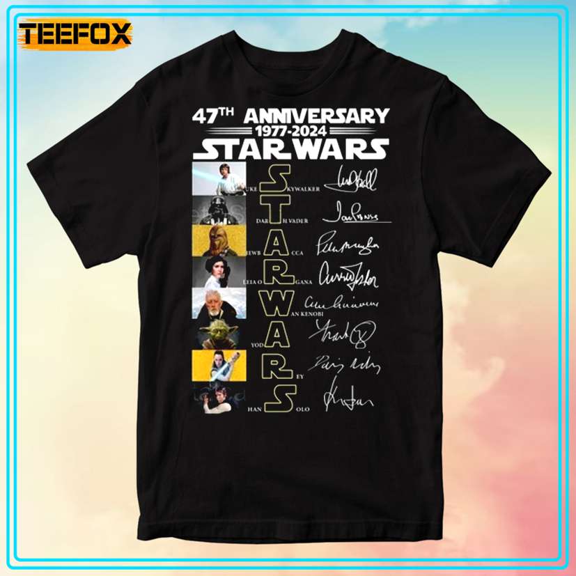 Star Wars 47th Anniversary Signatures 1977-2024 T-Shirt