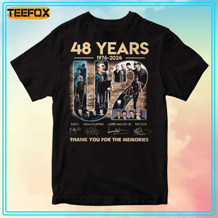 U2 48 Years Anniversary Signatures 1976-2024 T-Shirt