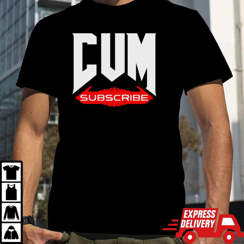 Cum Subscribe parody logo shirt