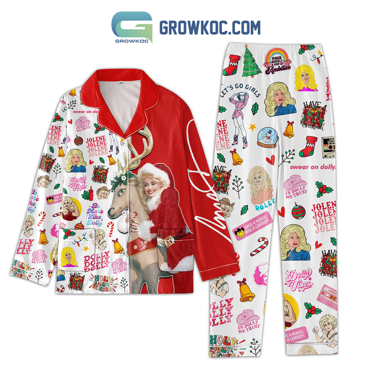 Dolly Parton Be More Like Dolly Christmas Pajamas Set