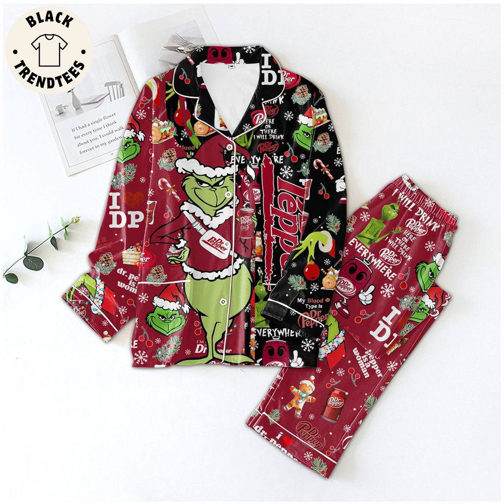 Dr Pepper Grinch Christmas Design Pijamas Set